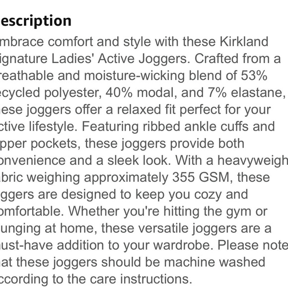 ⭐️ Firm Price ⭐️ New with tags Women's kirkland Jogger Pants Small size - Picture 7 of 7